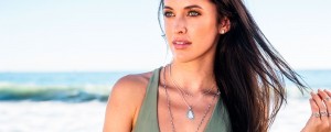 Betty Belts Model sea glass necklace