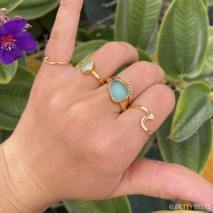 gold sea glass rings by Betty Belts