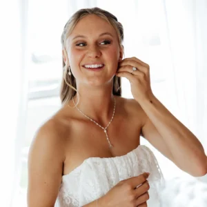 | Sea Glass Jewelry | Betty Belts maddie-bride-putting-earrings-one